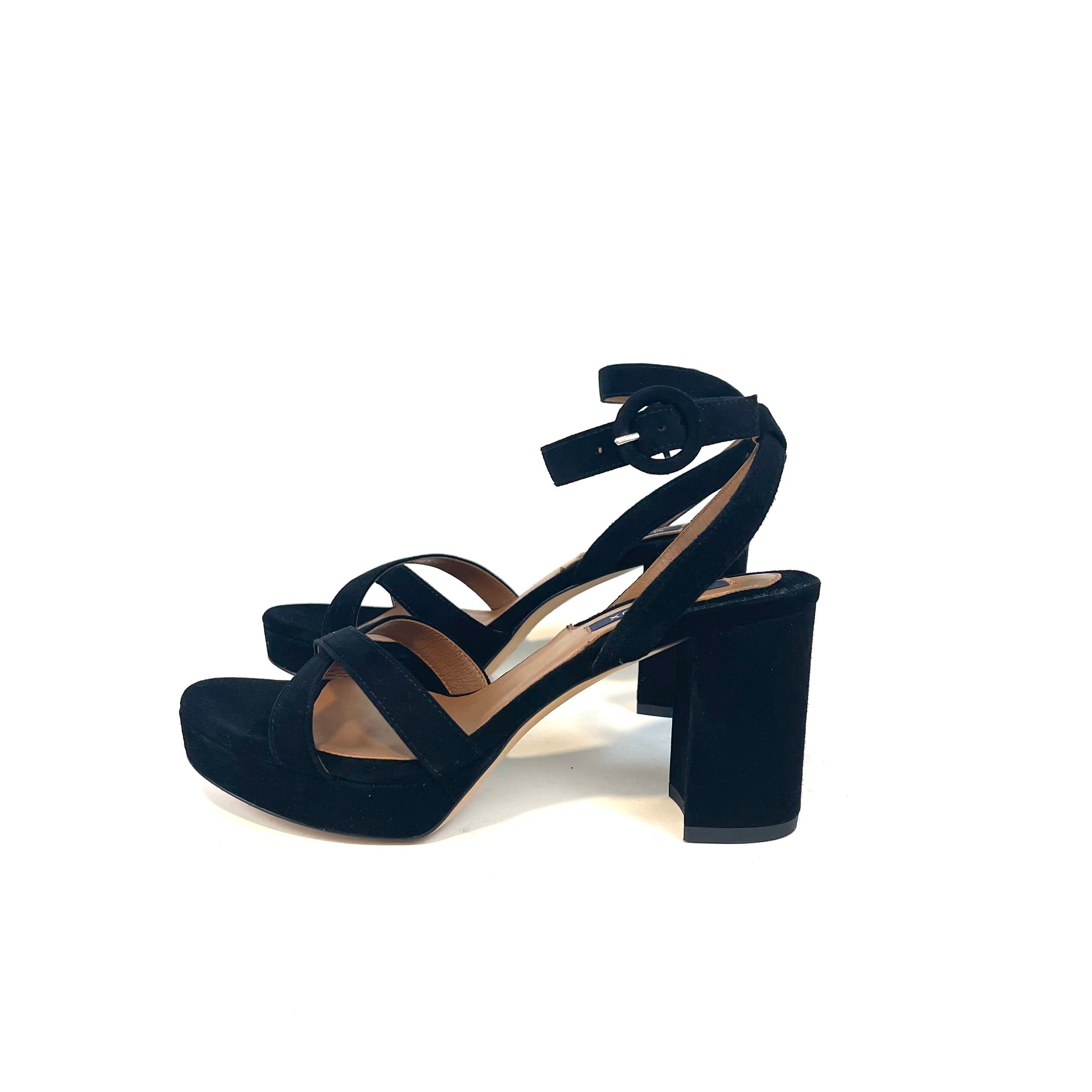 Margaux Black Suede Platform Sandals Heels Terry De Havilland